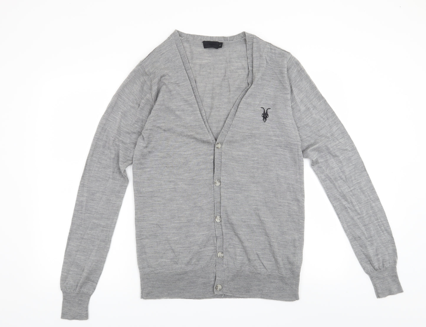 All Saints Mens Grey   Cardigan Jumper Size L