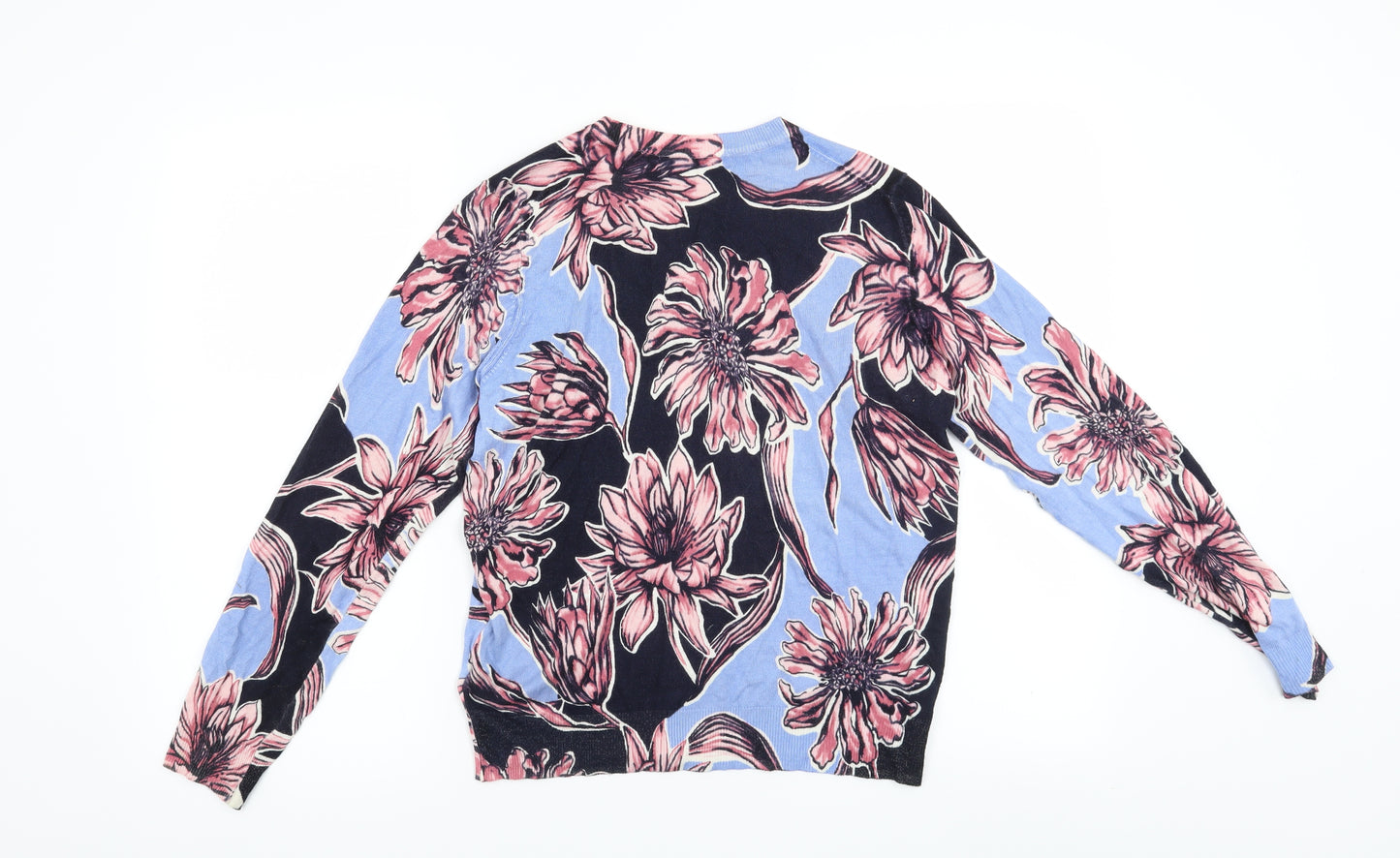 Marks and Spencer Womens Blue Floral  Cardigan Jumper Size 14