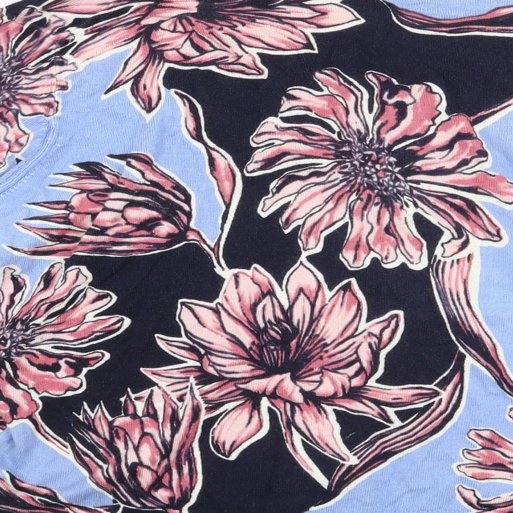 Marks and Spencer Womens Blue Floral  Cardigan Jumper Size 14