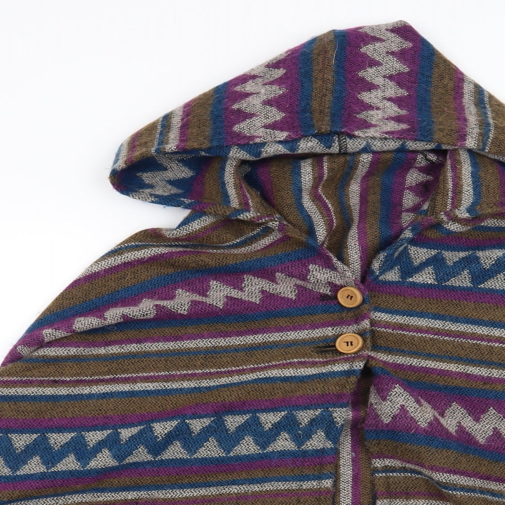 Preworn Womens Green Geometric  Jacket Poncho One Size