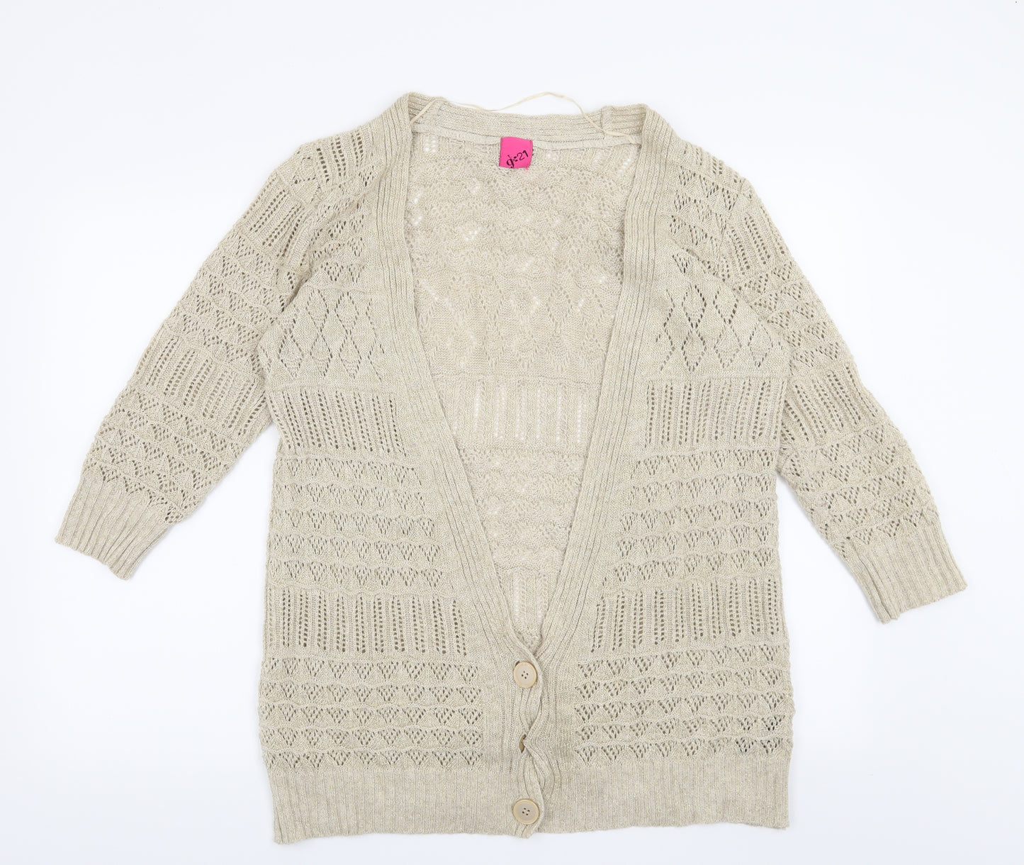 George Womens Beige Geometric  Cardigan Jumper Size 14