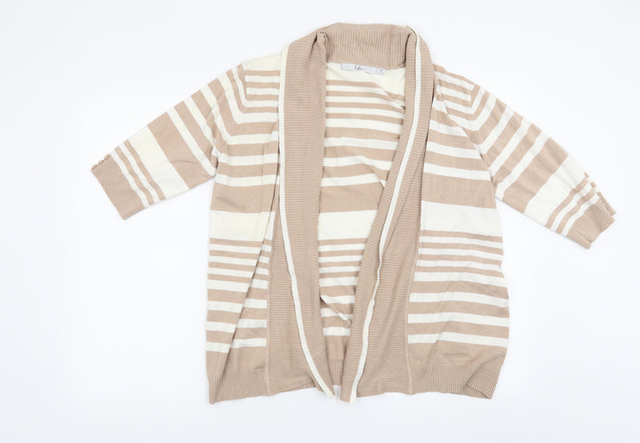 Isle Womens Beige Striped Cardigan Jumper Size 14