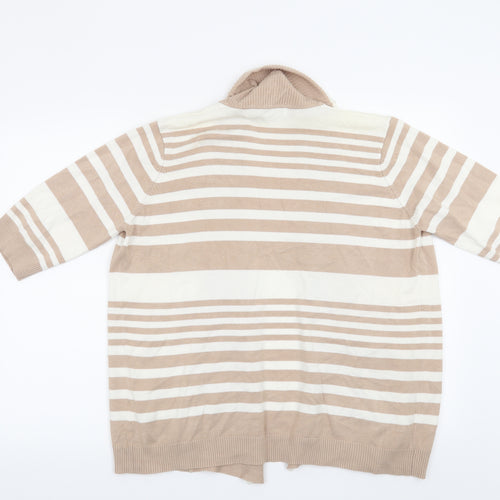 Isle Womens Beige Striped  Cardigan Jumper Size 14