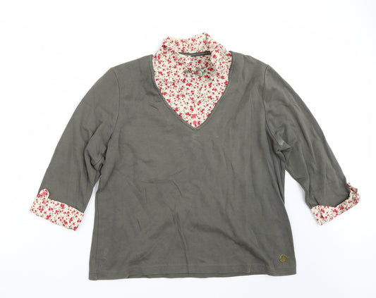 Front view of Dash women’s green jumper, size UK 18