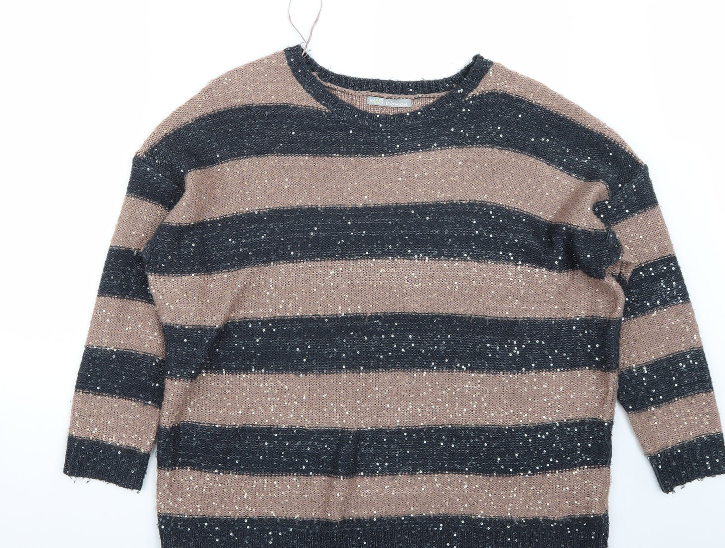 Marks and Spencer Womens Pink Striped  Pullover Jumper Size 20