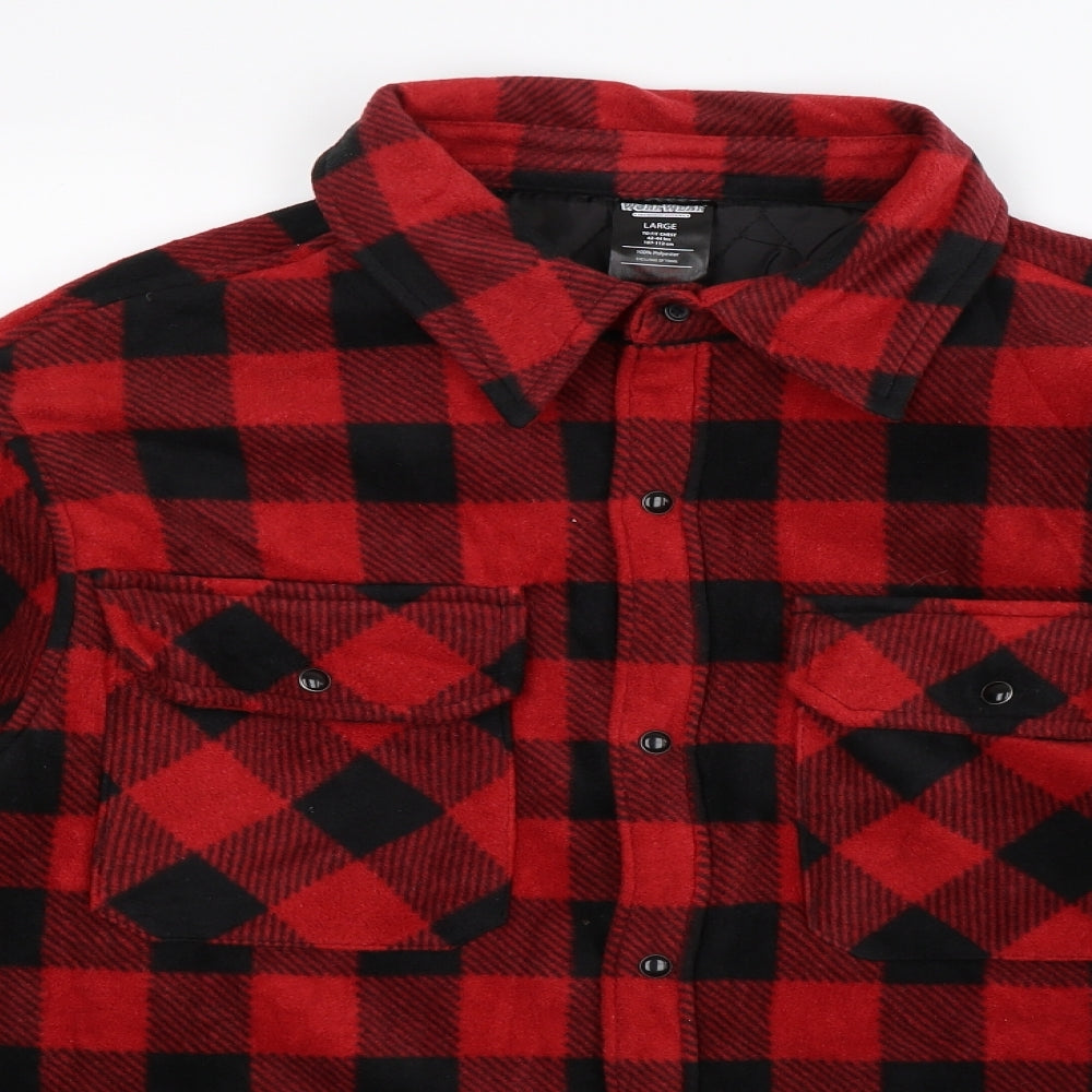 Workwear Mens Red Check Fleece Jacket  Size L