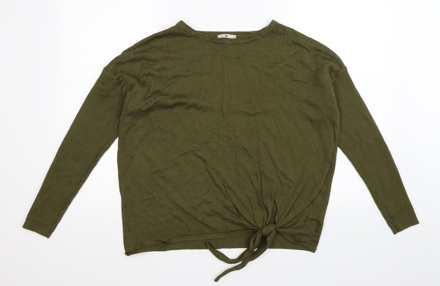 TU Womens Green  Knit Pullover Jumper Size 16