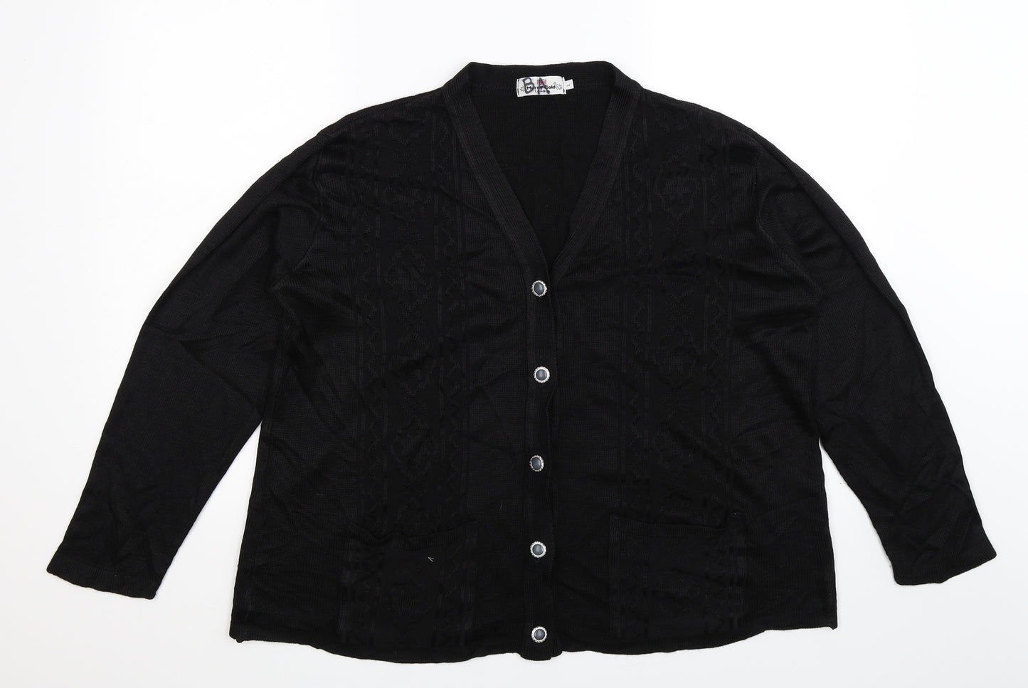 Merry Gold Womens Black  Knit Cardigan Jumper Size L