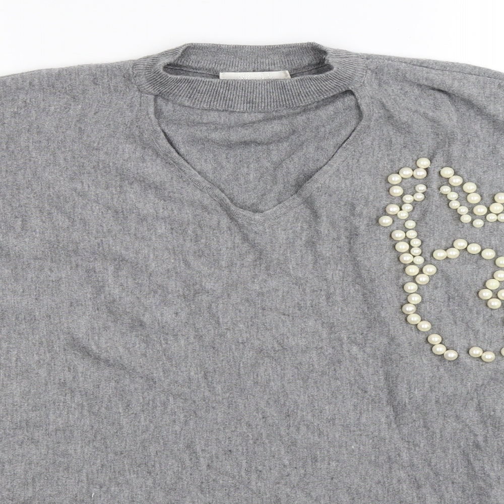 Nicole Womens Grey  Knit Pullover Jumper Size XL  - Oversized