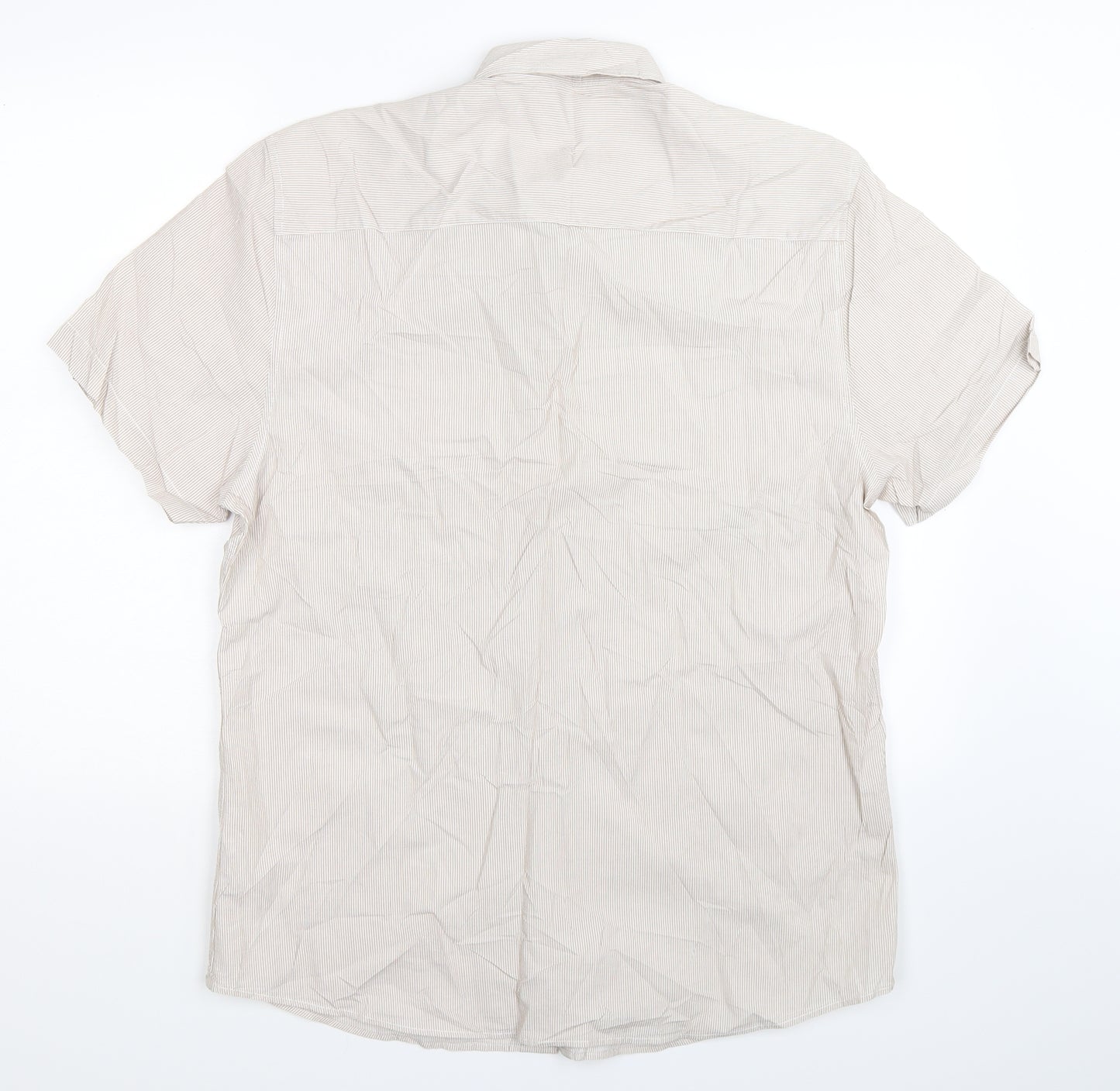 ACW85 Mens Beige Striped   Button-Up Size M
