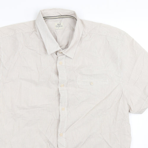 ACW85 Mens Beige Striped   Button-Up Size M