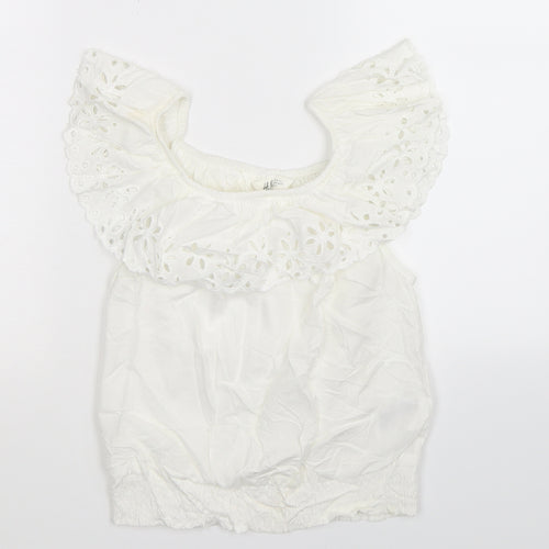 H&M Girls White   Basic T-Shirt Size 10-11 Years