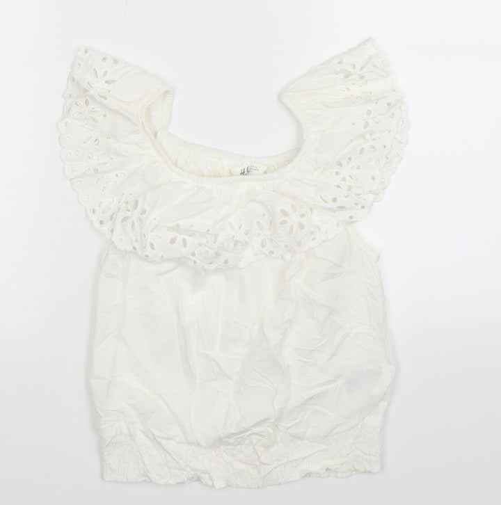 H&M Girls White   Basic T-Shirt Size 10-11 Years