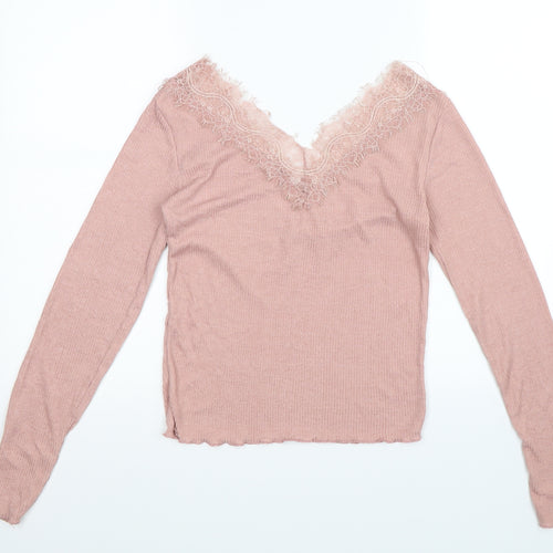 Stradivarius Womens Pink   Basic T-Shirt Size S
