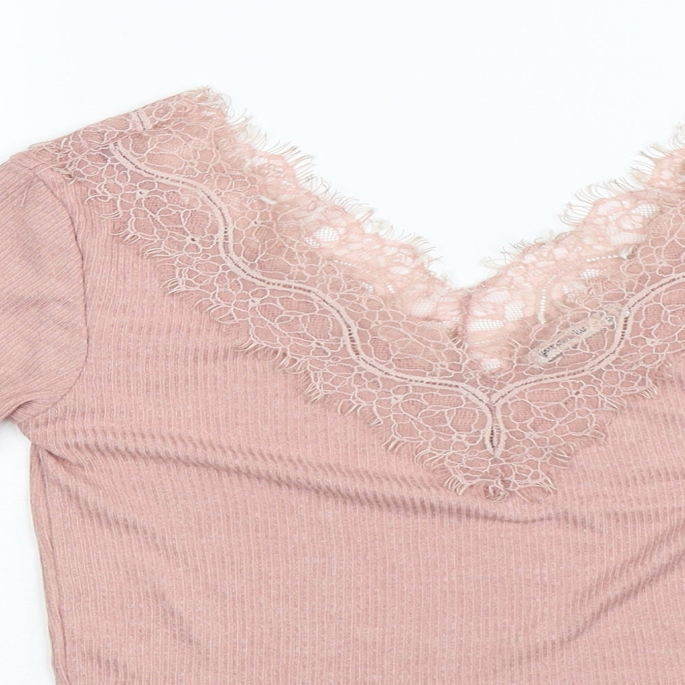 Stradivarius Womens Pink   Basic T-Shirt Size S