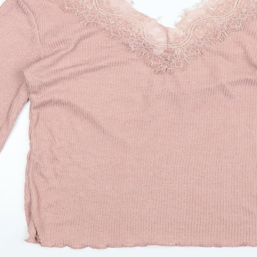 Stradivarius Womens Pink   Basic T-Shirt Size S