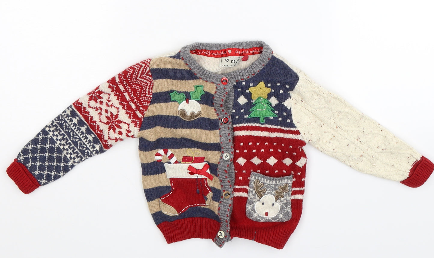 NEXT Boys Multicoloured Striped Knit Cardigan Jumper Size 2 Years