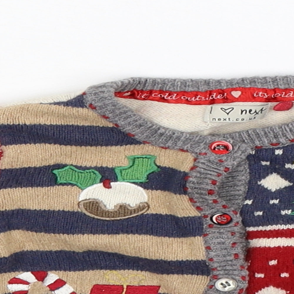 NEXT Boys Multicoloured Striped Knit Cardigan Jumper Size 2 Years