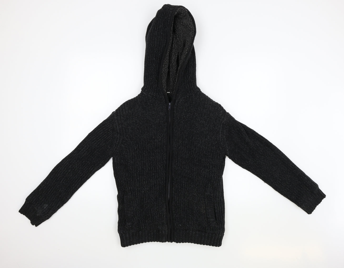 M and S  Boys Black   Full Zip Hoodie Size 13-14 Years