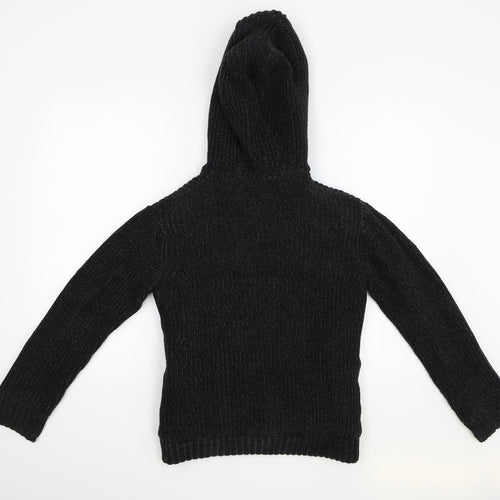 M and S  Boys Black   Full Zip Hoodie Size 13-14 Years