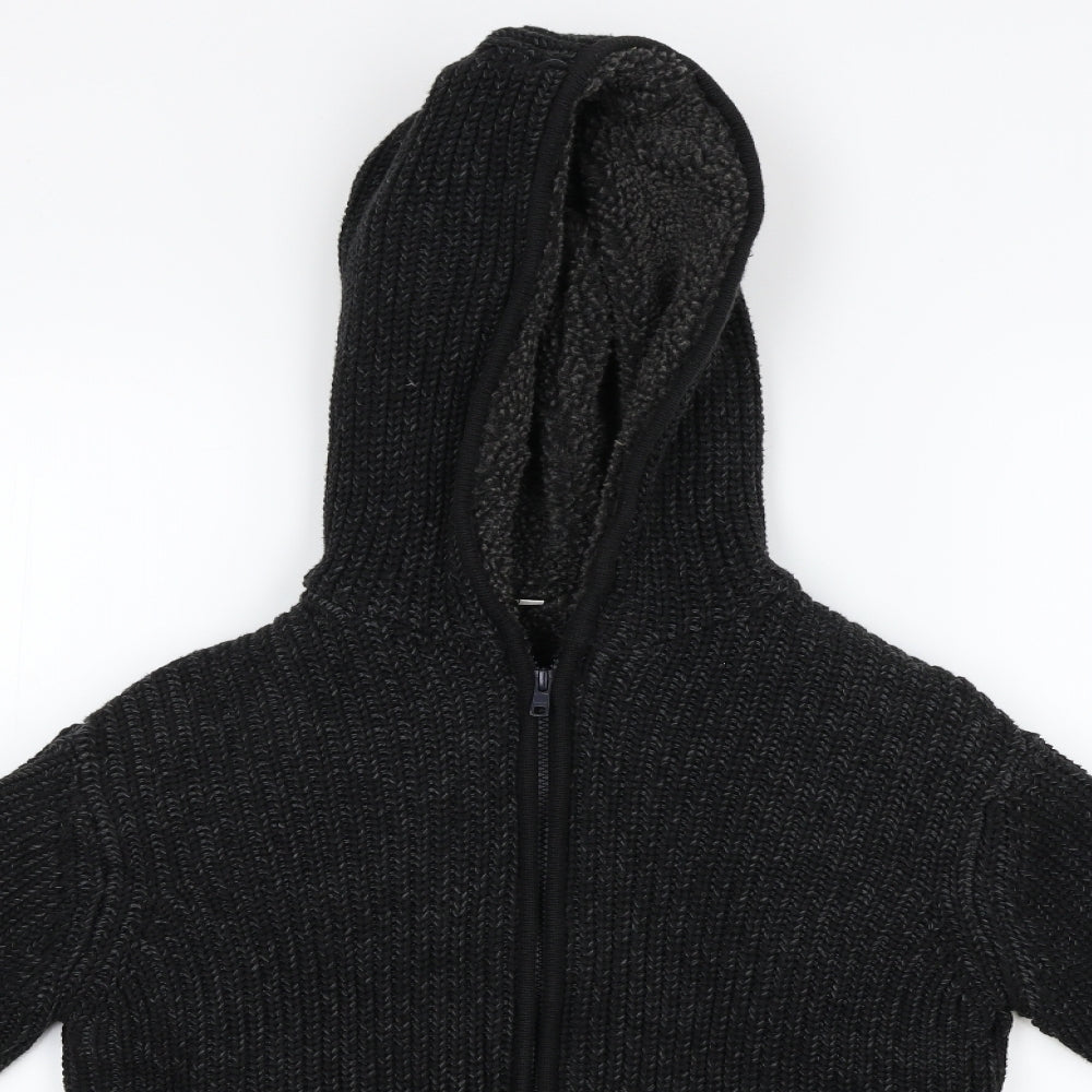 M and S  Boys Black   Full Zip Hoodie Size 13-14 Years