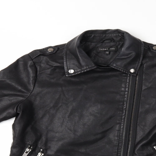 Label Lab Womens Black   Biker Coat Size 10