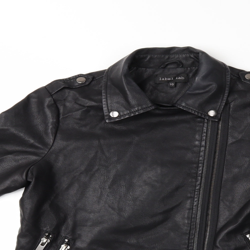 Label Lab Womens Black   Biker Coat Size 10