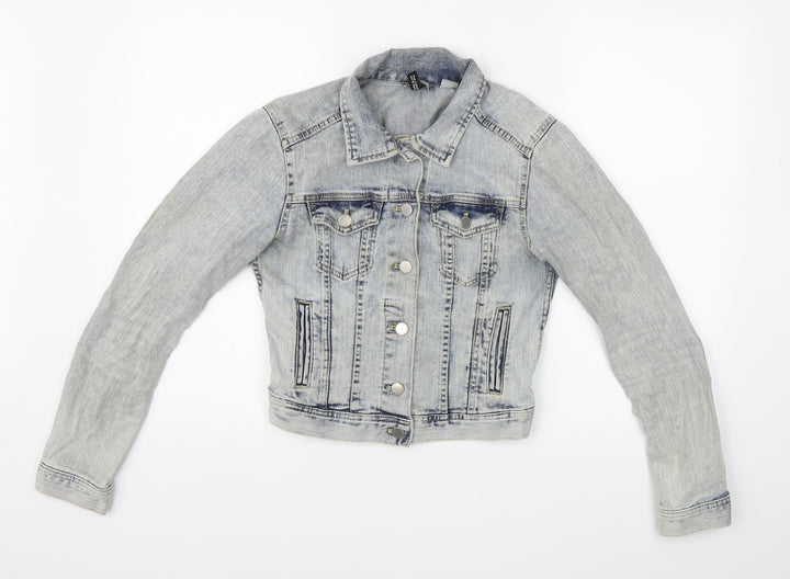 Divided Womens Blue   Motorcycle Jacket Jacket Size 8
