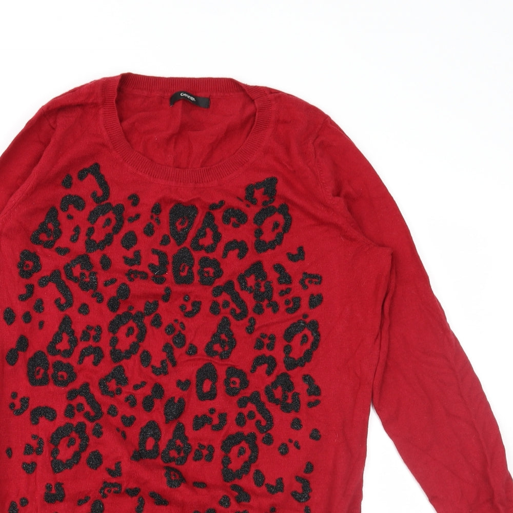 George Womens Red Animal Print  Pullover Jumper Size 12