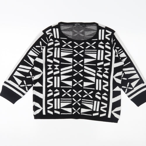 ESMARA Womens Black Geometric  Pullover Jumper Size 10