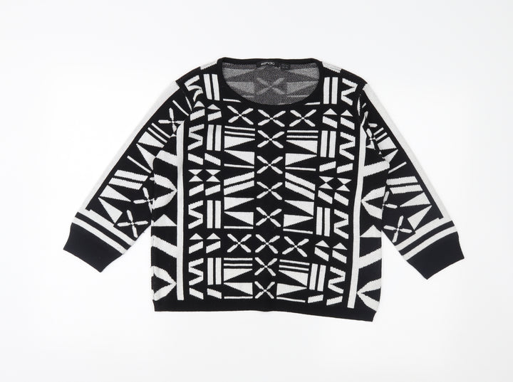 ESMARA Womens Black Geometric  Pullover Jumper Size 10
