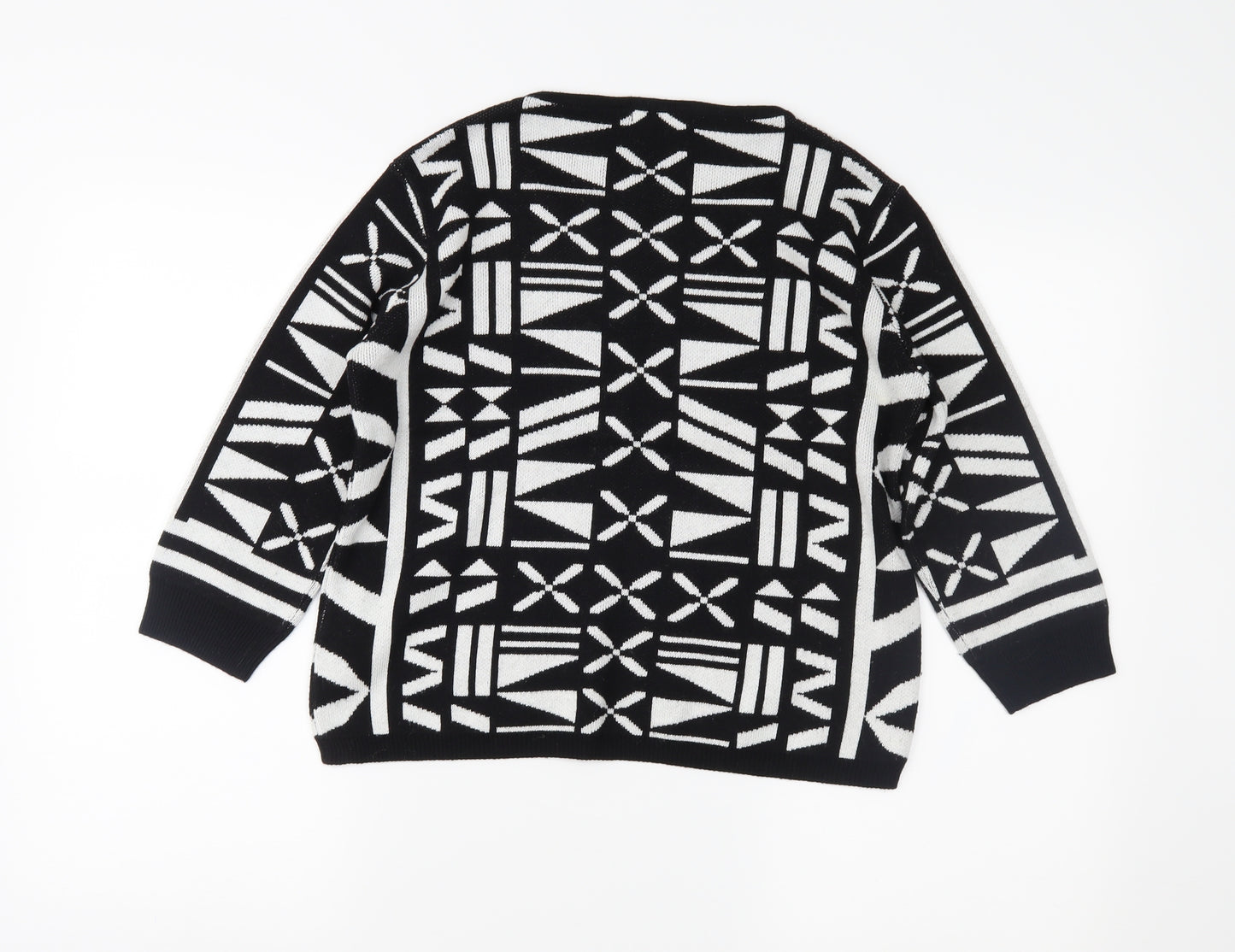 ESMARA Womens Black Geometric  Pullover Jumper Size 10
