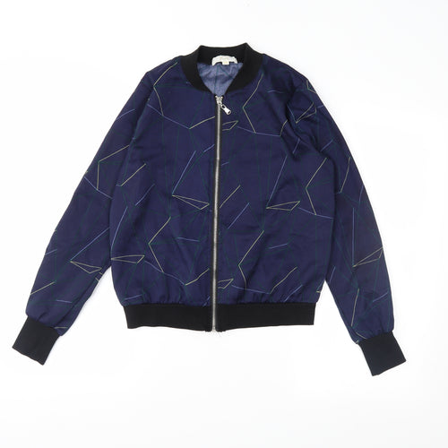 jcl Womens Blue Geometric  Varsity Jacket Jacket Size S