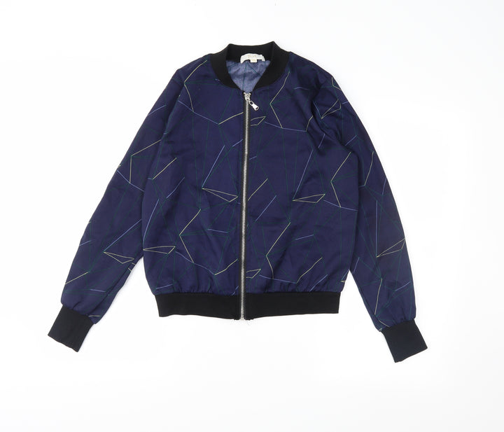 jcl Womens Blue Geometric Varsity Jacket Jacket Size S