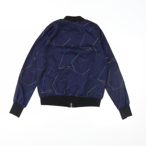 jcl Womens Blue Geometric  Varsity Jacket Jacket Size S