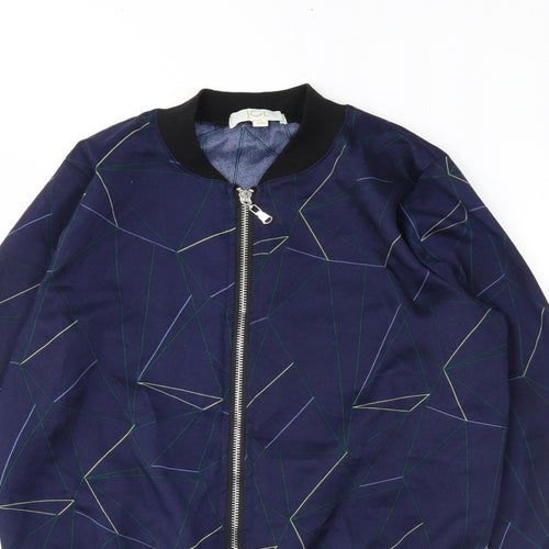 jcl Womens Blue Geometric  Varsity Jacket Jacket Size S