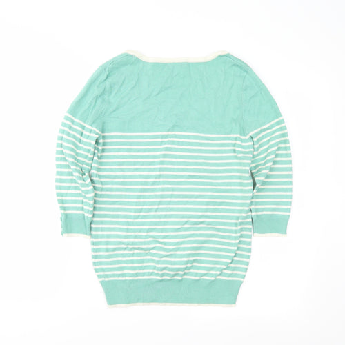 M&Co Womens Green Striped  Pullover Jumper Size 12