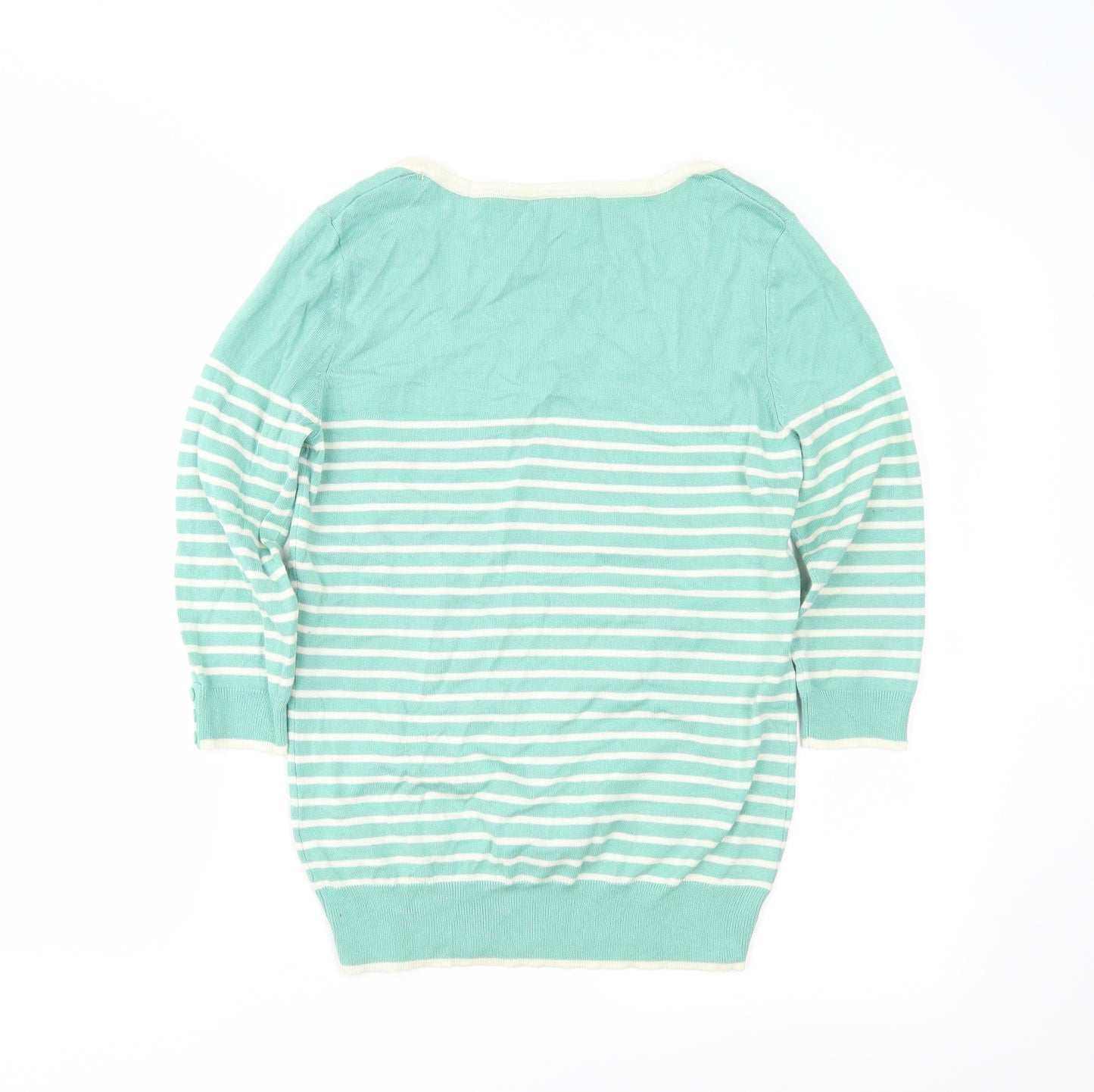 M&Co Womens Green Striped  Pullover Jumper Size 12