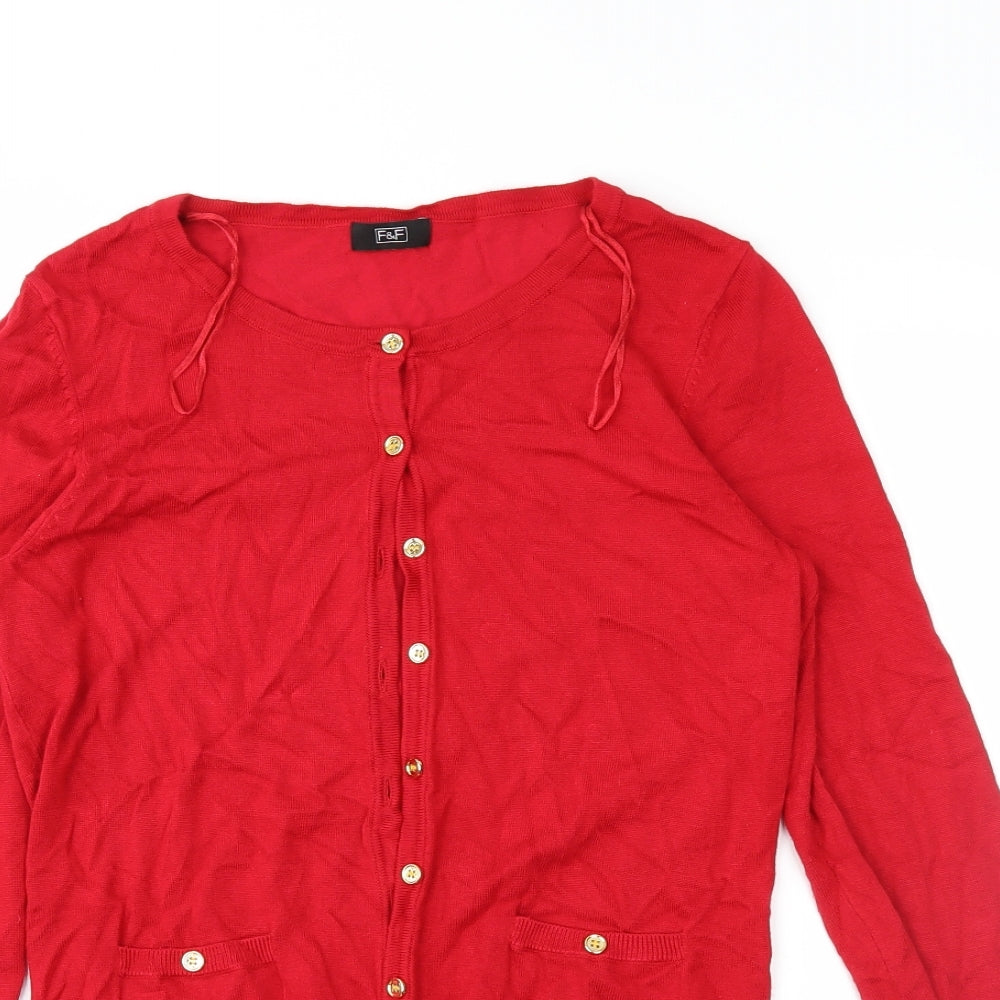 F&F Womens Red   Cardigan Jumper Size 10