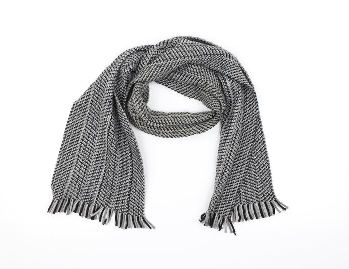 Preworn Mens Grey Striped Knit Scarf One Size