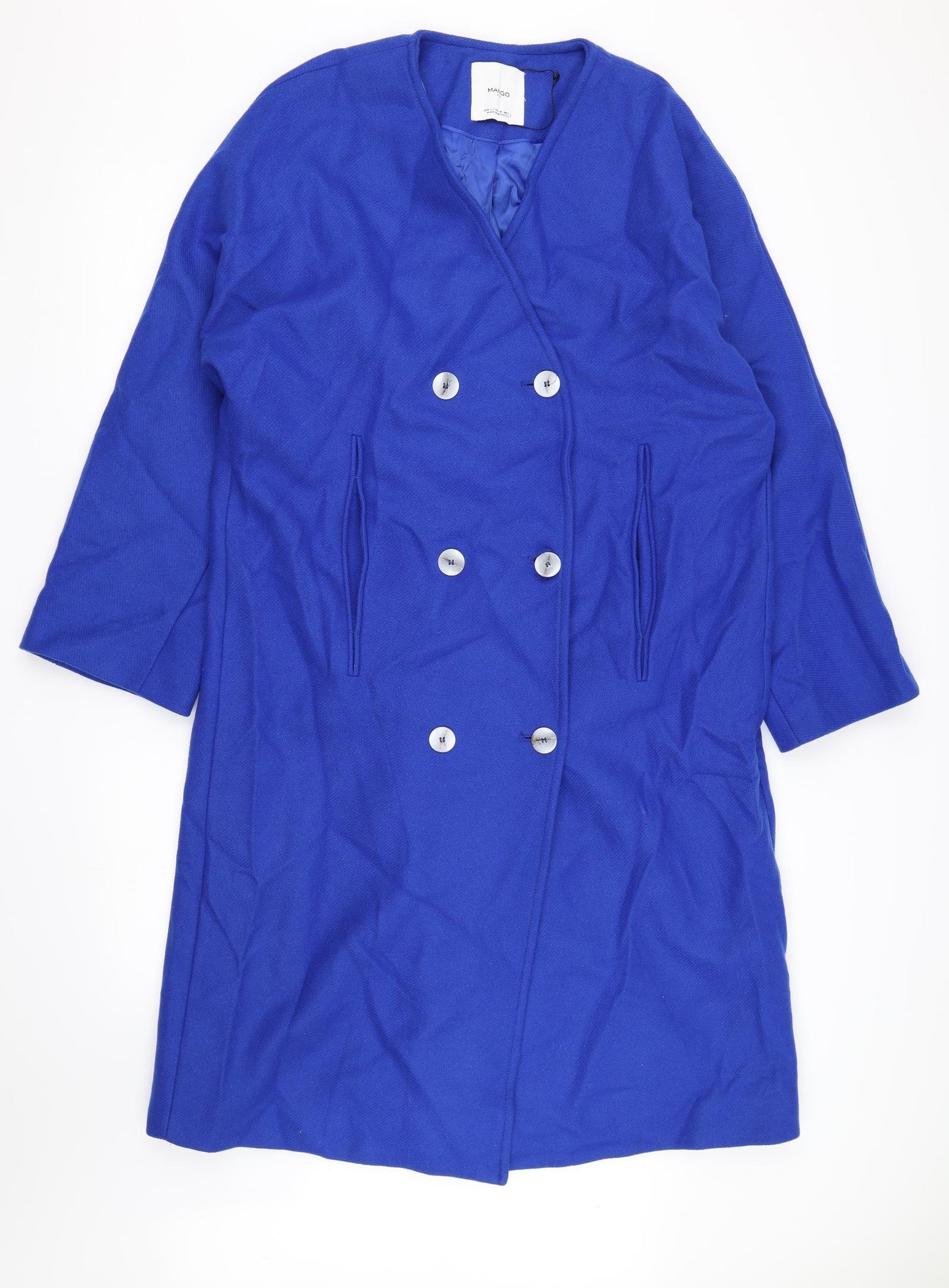 Mango Womens Blue   Overcoat Coat Size L