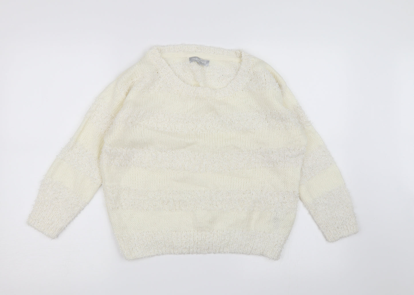 redherring Womens White  Knit Pullover Jumper Size 10