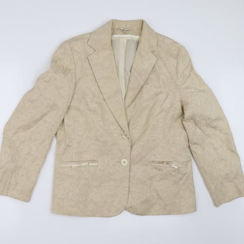 Klass Collection Womens Beige Floral  Jacket Blazer Size 16
