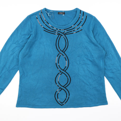 BM Womens Blue  Knit Pullover Jumper Size L