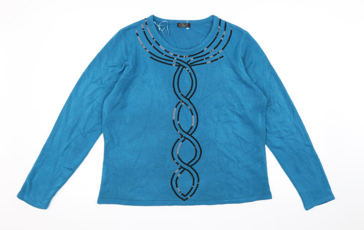BM Womens Blue  Knit Pullover Jumper Size L