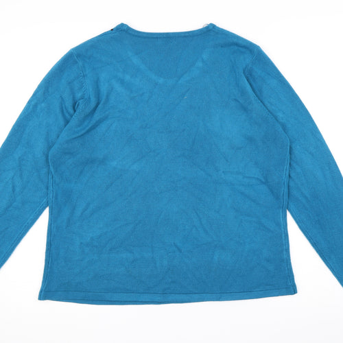 BM Womens Blue  Knit Pullover Jumper Size L
