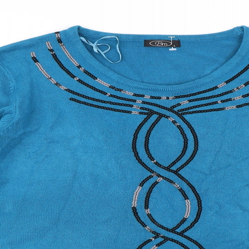 BM Womens Blue  Knit Pullover Jumper Size L