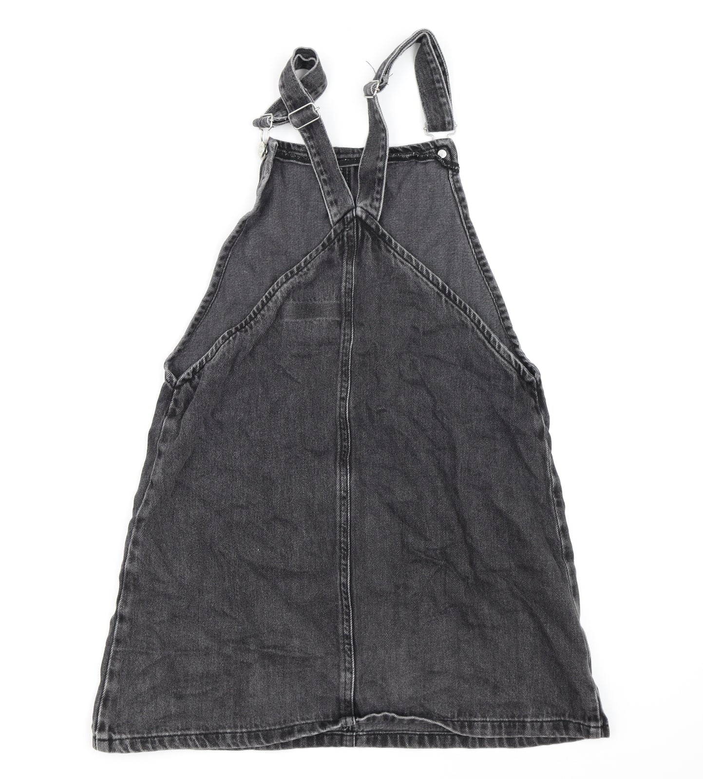 Topshop Womens Black  Denim Pinafore/Dungaree Dress  Size 10