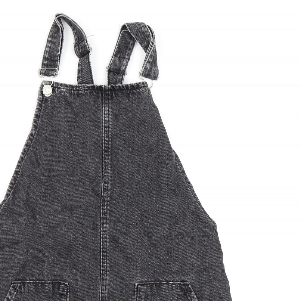Topshop Womens Black  Denim Pinafore/Dungaree Dress  Size 10