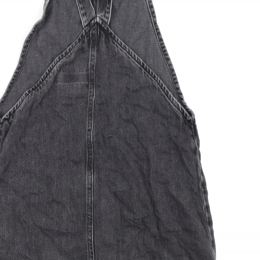 Topshop Womens Black  Denim Pinafore/Dungaree Dress  Size 10